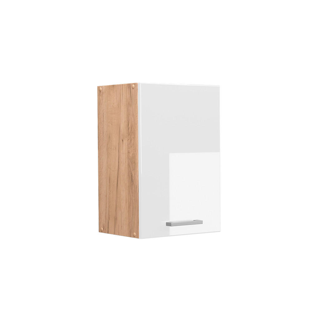 HÄNGESCHRANK R-Line Weiß Hochglanz 40 cm - Honigeiche/Weiß Hochglanz, Holzwerkstoff (40/60/31cm) - Vicco