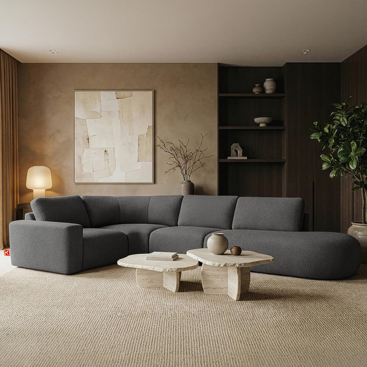 ECKSOFA RECHTS ZUCCO, Graphit - Graphitfarben, Holz/Holzwerkstoff (224/373cm) - KONSIMO®