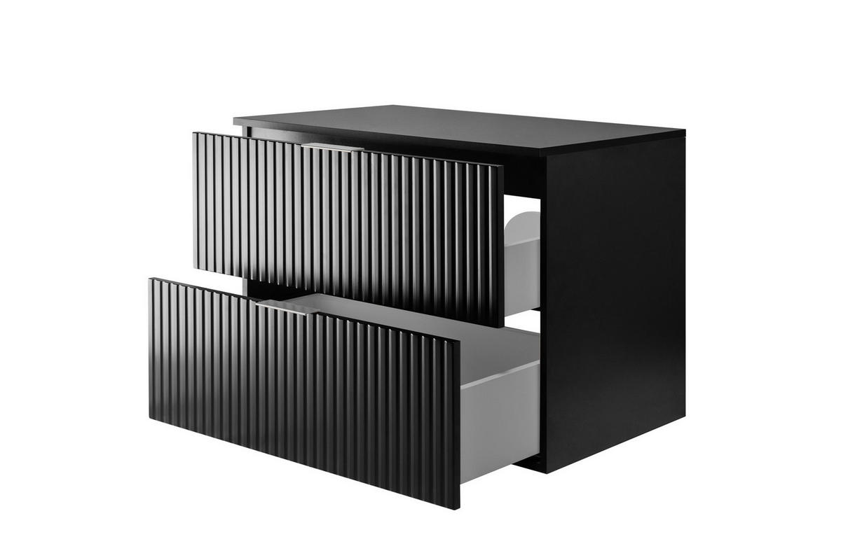 WASCHBECKUNTERSCHRANK, Schwarz, 80 x 57 x 46 cm, silberner Griff + Arbeitsplatte - Silberfarben/Schwarz, Holzwerkstoff (80/57/46cm) - 3XE LIVING