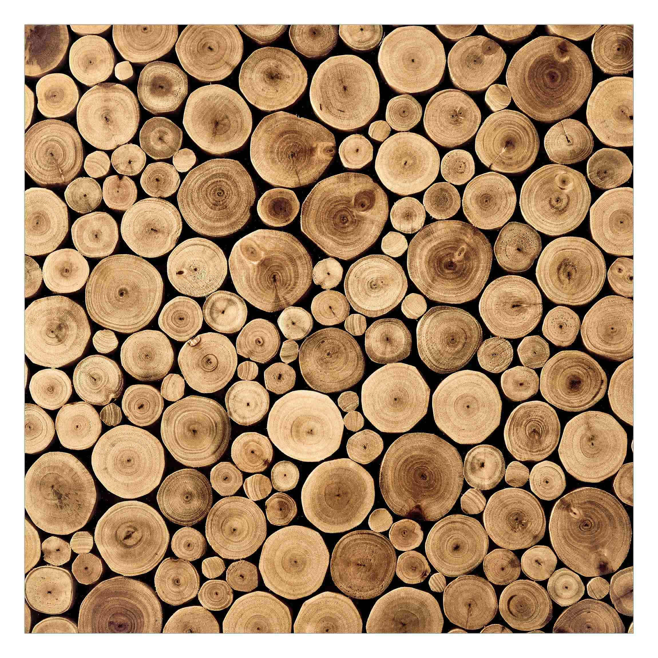 FOTOTAPETE Homey Firewood 192/192 cm - Braun, Papier (192/192cm) - Bilderwelten