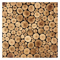 FOTOTAPETE Homey Firewood 192/192 cm - Braun, Papier (192/192cm) - Bilderwelten