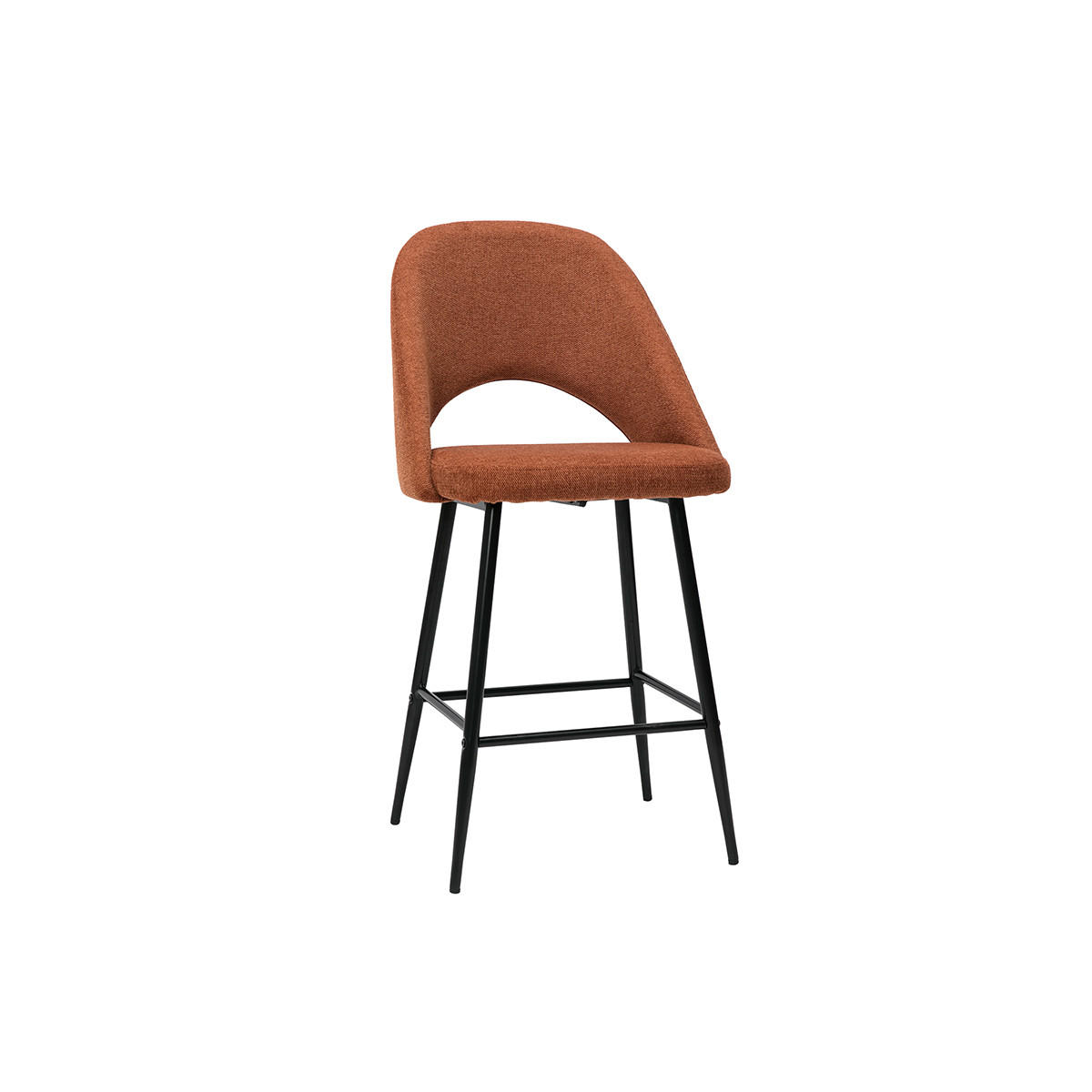 BARHOCKER Stoff Rostbraun Samteffekt H65 cm 2er-Set COSETTE - Orange, Textil (54/99/51.5cm) - Miliboo