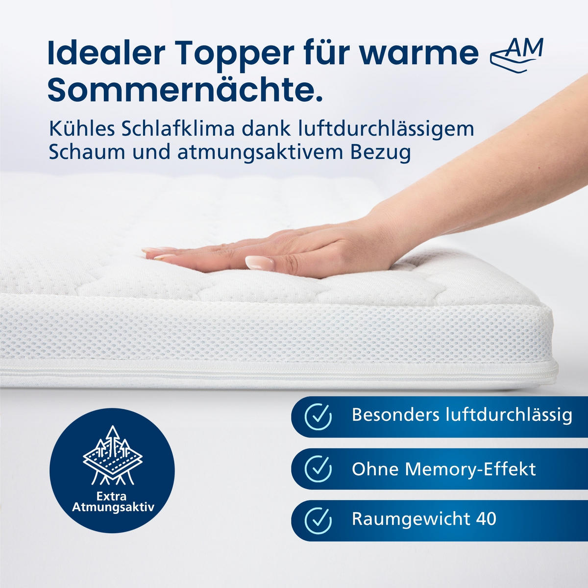 HYPERSOFT TOPPER 150/210 cm - 6cm Höhe & Tencel Bezug - Weiß, Textil (150/210cm) - AM Qualitätsmatratzen