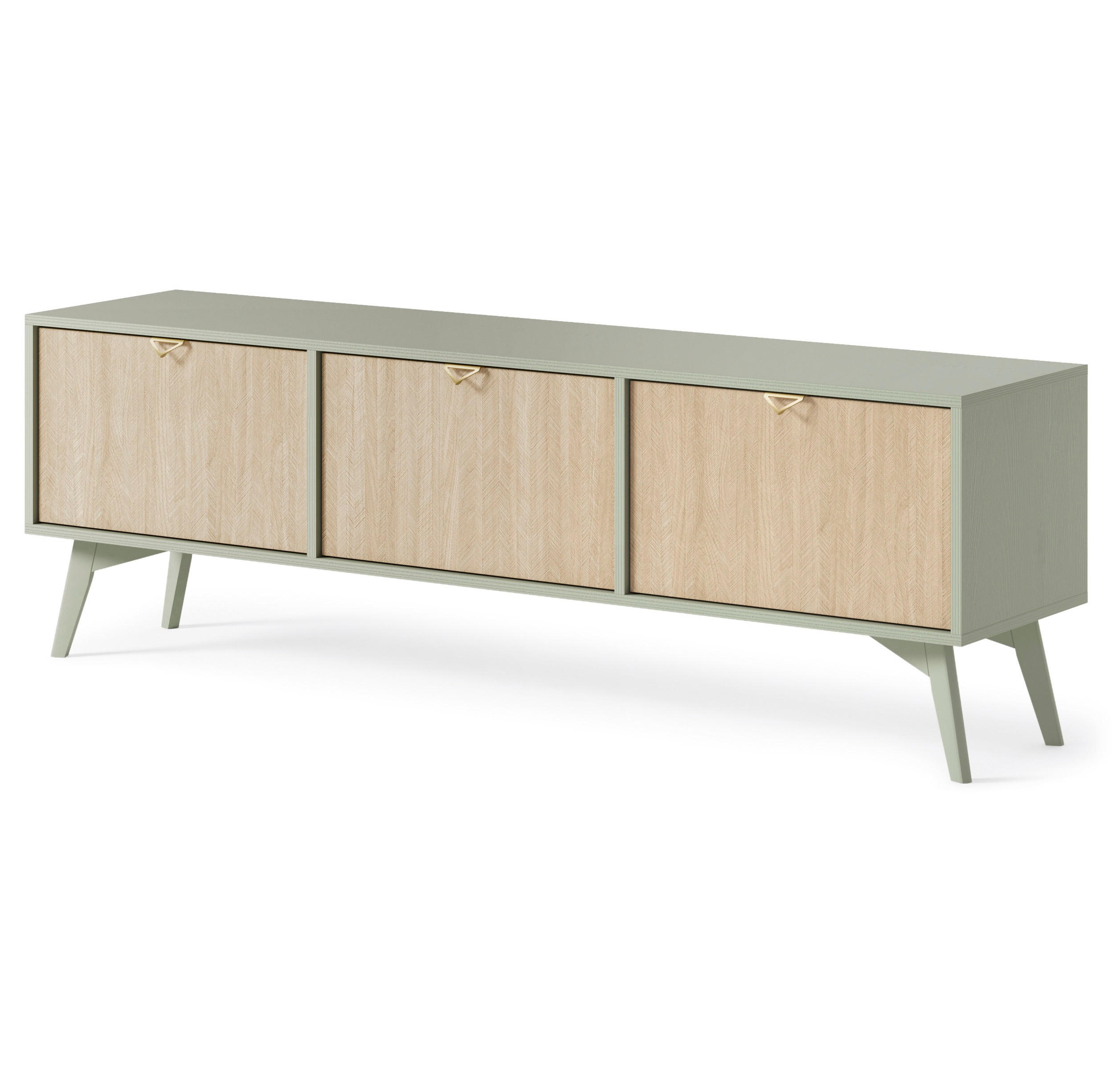 LOWBOARD FORESTA 158x38x52 cm mit 3 Türen Hellgrün - Beige/Hellgrün, Holzwerkstoff (158/52/38cm) - MASSENO