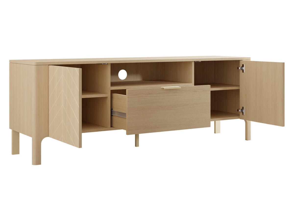 TV-LOWBOARD Malumi MM05 2D1SZ - Eichefarben/Goldfarben, Holzwerkstoff/Metall (160/58/41cm) - MIRJAN24