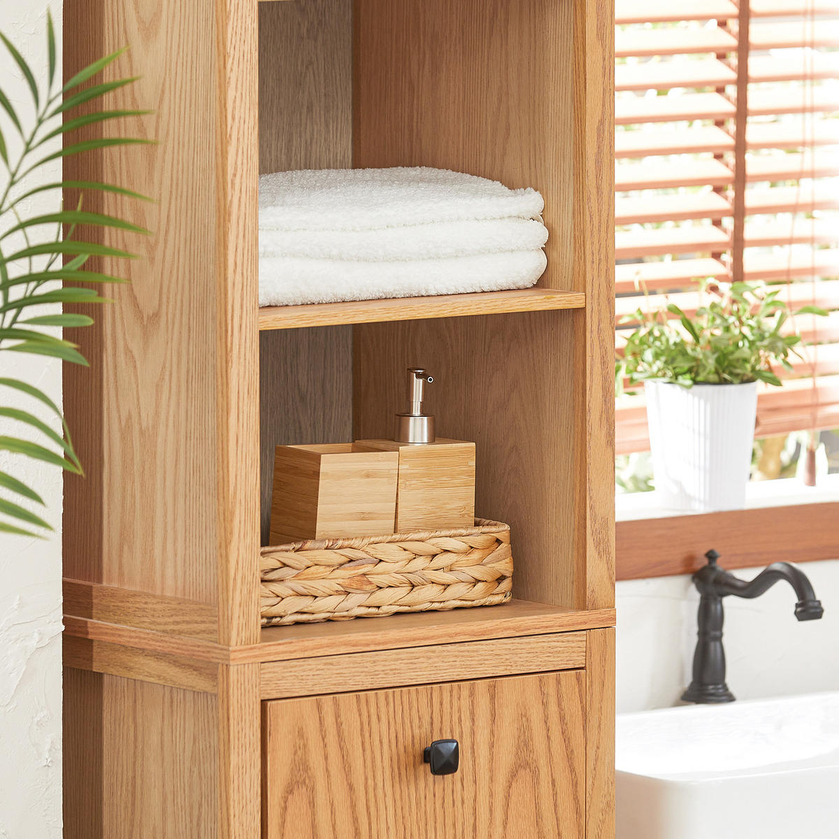 HOCHSCHRANK mit Wäschesack - Hellbraun, Holzwerkstoff (40/172/35cm) - SoBuy