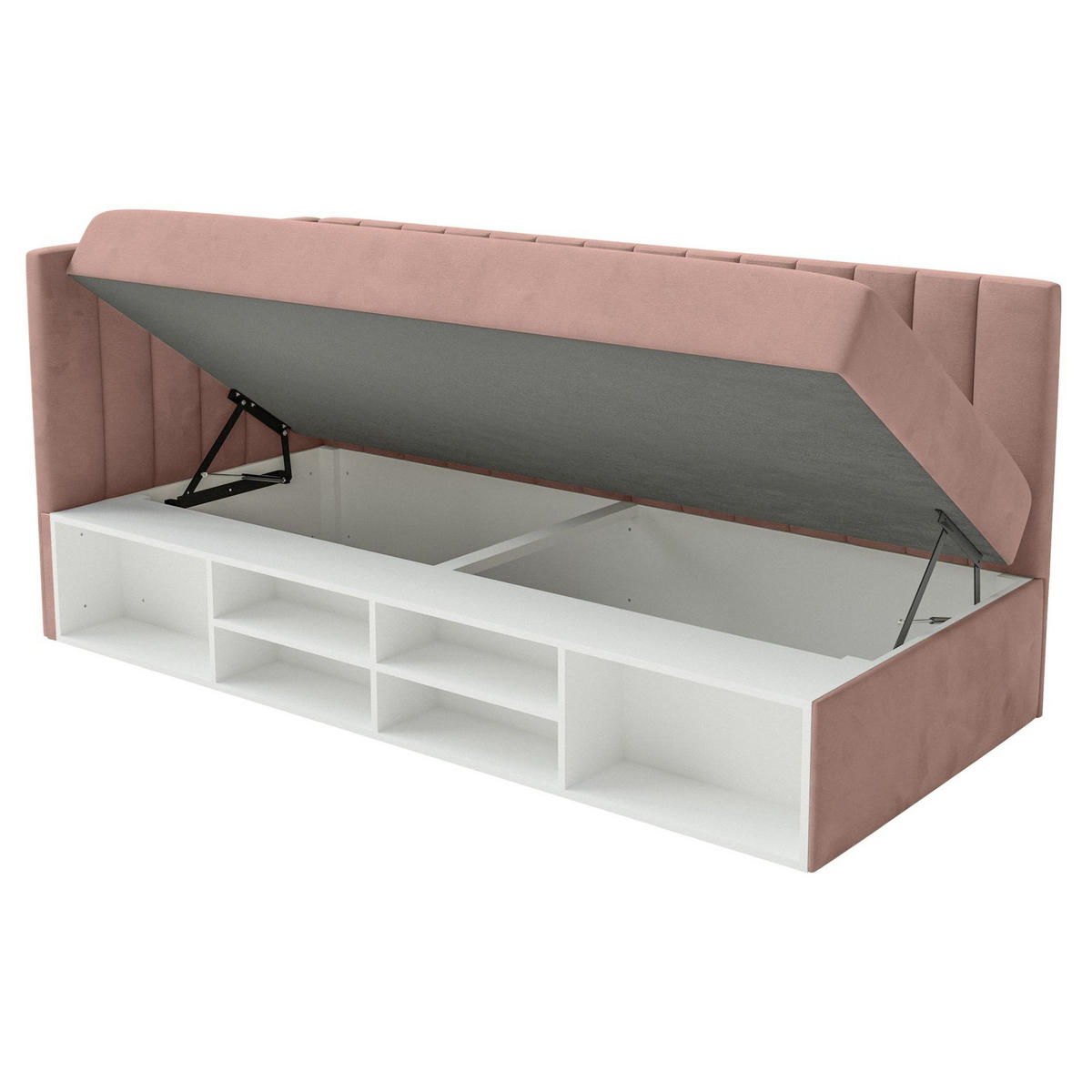 JUGENDBETT Ventrio Hellrosa Easy-Clean-Samtbezug 90x200 cm - Hellrosa, Holz/Textil (90/200cm) - Selsey