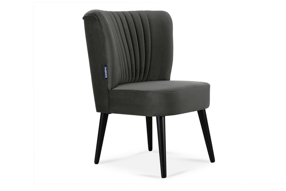 COCKTAILSESSEL DUCO auf hohen Beinen, Graphit/Schwarz - Schwarz/Graphitfarben, Holz/Textil (63/89/65cm) - KONSIMO®