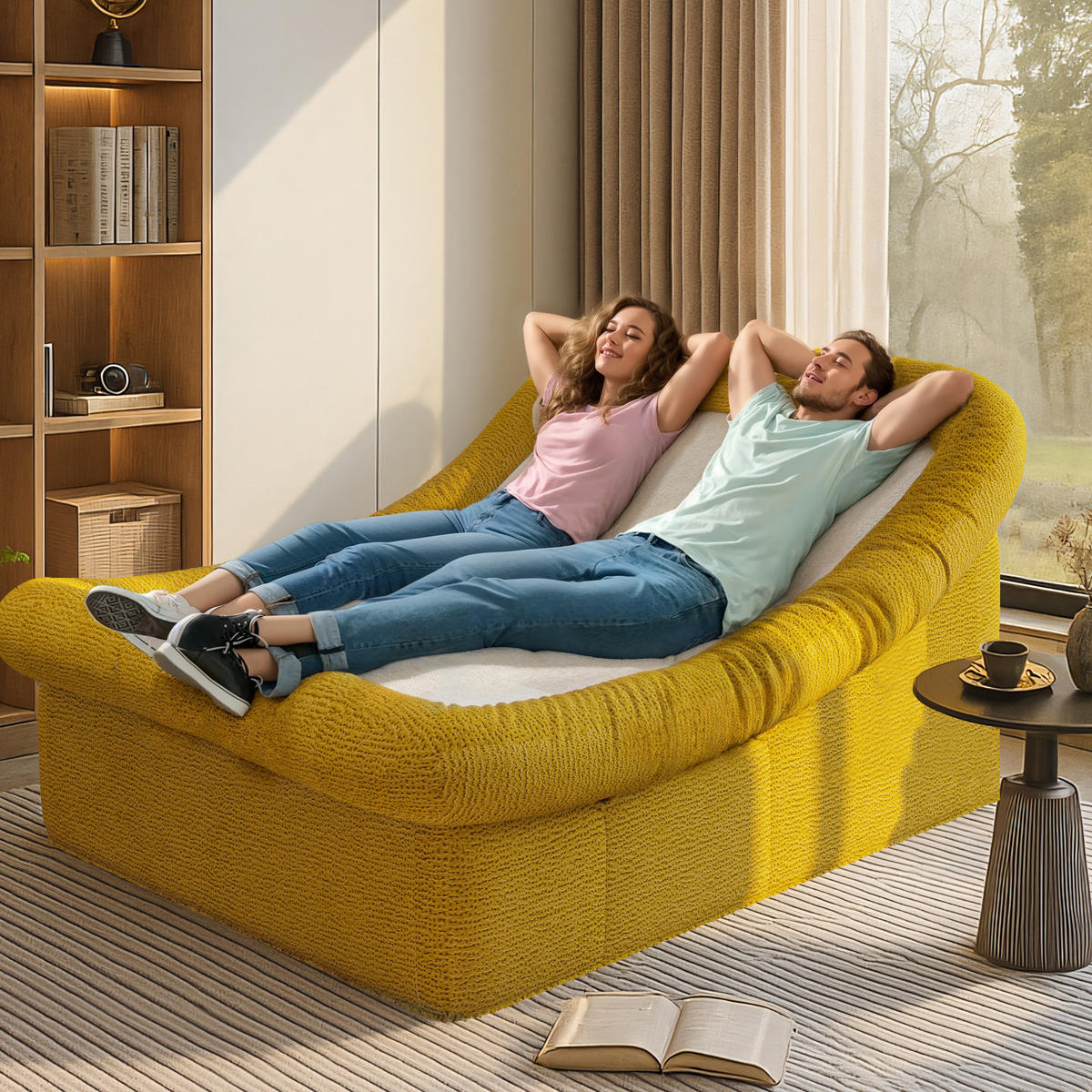 SITZSACK-SESSEL für Zwei komfortabel Gelb - Gelb, Textil (128/64/160cm) - Vercart