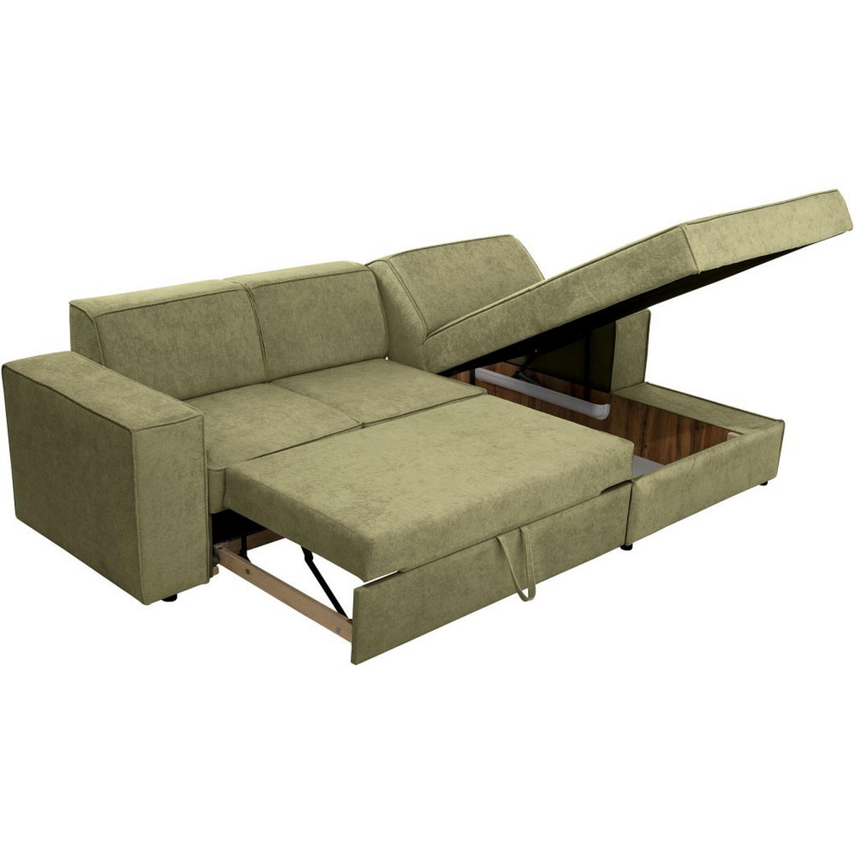 ECKSCHLAFSOFA mit Schlaffunktion Pedro L hellgrün rechts - Schwarz/Hellgrün, Kunststoff/Textil (267/160cm) - Beautysofa