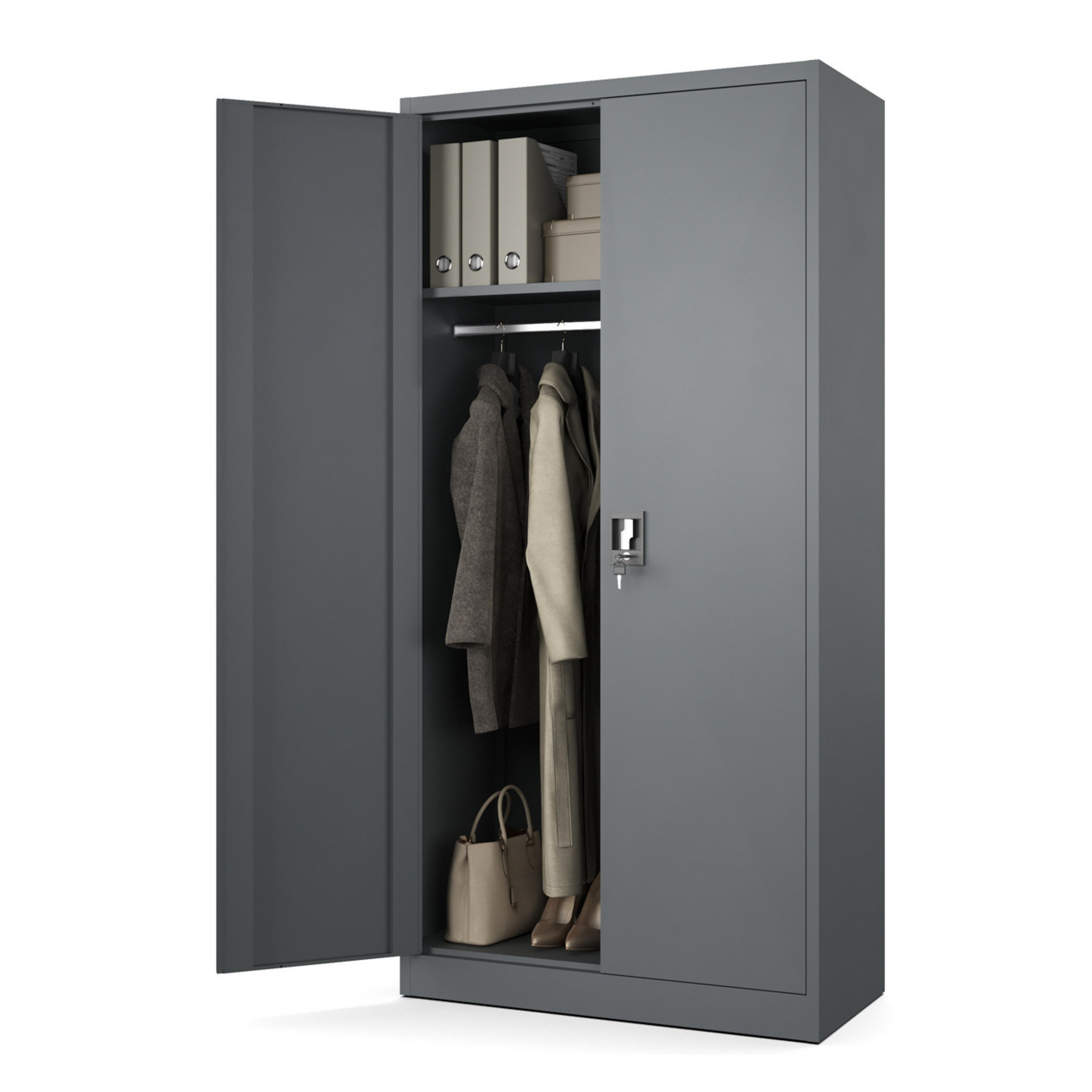 AKTENSCHRANK Sozialraumschrank aus Stahl Metallschrank für Büro Stahlschrank für Dokumente Anthrazit 90x45x185cm - Anthrazit, Metall (90/185/45cm) - Muralo