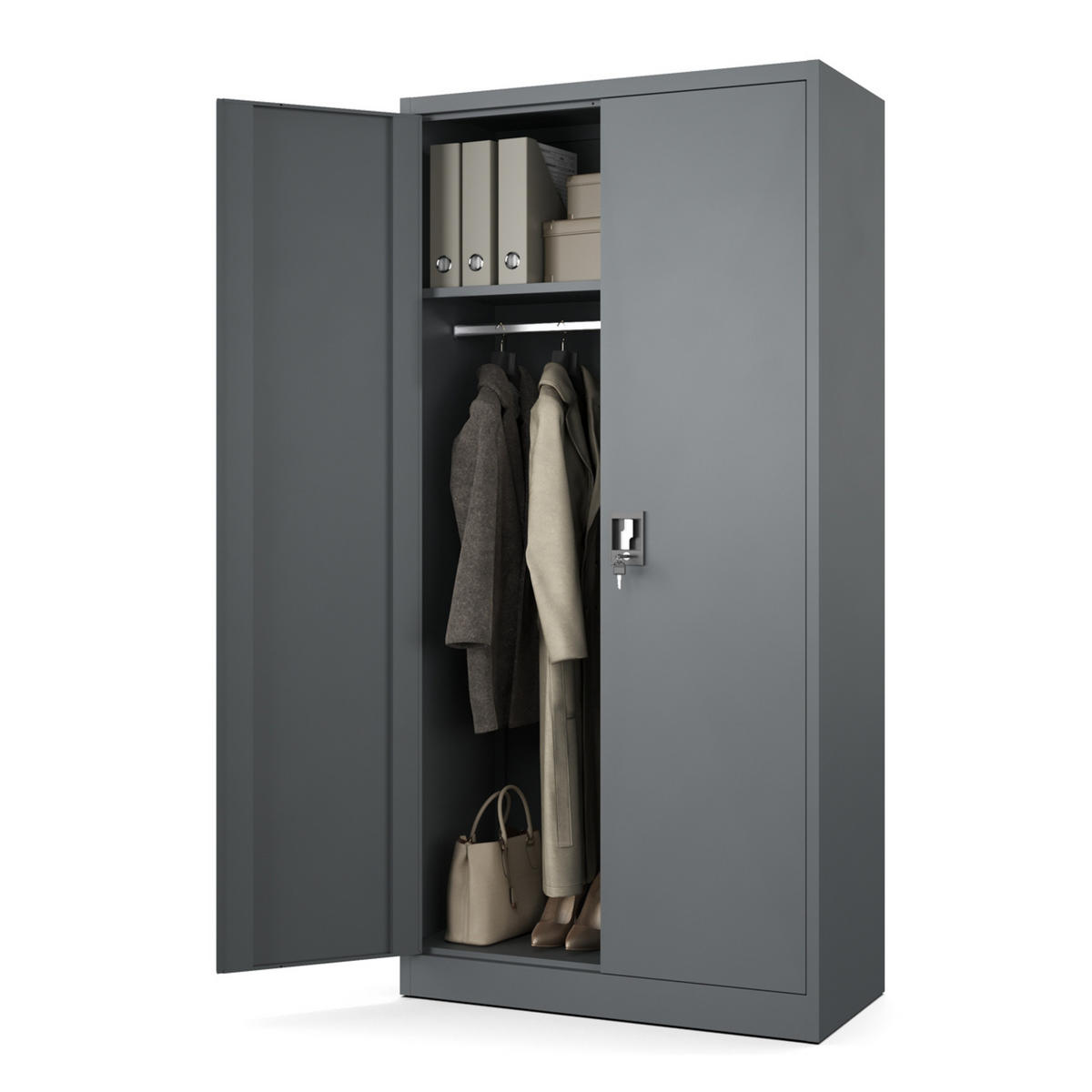AKTENSCHRANK Sozialraumschrank aus Stahl Metallschrank für Büro Stahlschrank für Dokumente Anthrazit 90x45x185cm - Anthrazit, Metall (90/185/45cm) - Muralo