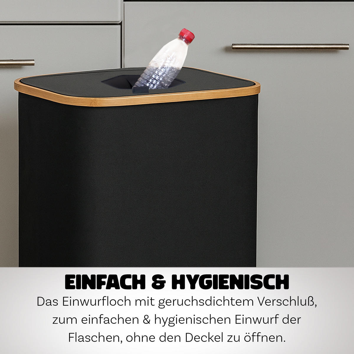 PET-FLASCHEN Sammelbehälter 100L - Schwarz, Textil (44/70/33cm) - Bestlivings