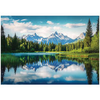 FOTOTAPETE 3D Effekt Berge Landschaft 150x105 - Multicolor, Papier (150/105cm) - Wallarena