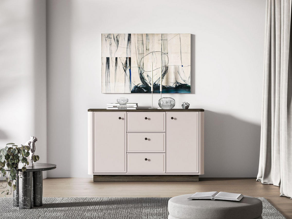 SIDEBOARD Vilavio Kaschmir/Eicheoptik Dunkel 138 cm - Taupe/Dunkelbraun, Holzwerkstoff/Metall (138/85/40cm) - Selsey