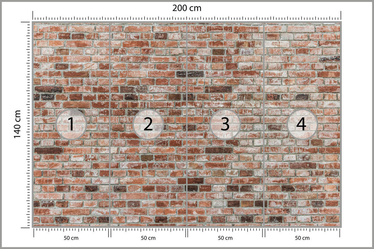 FOTOTAPETE für Büro Ziegelmauer Wand Abstraktion 200x140 - Braun, Papier (200/140cm) - Muralo