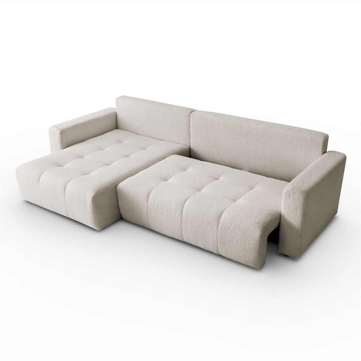 ECKSOFA ASTON mit Schlaffunktion und Bettkasten - Ecru, Textil (261/143cm) - Lookway
