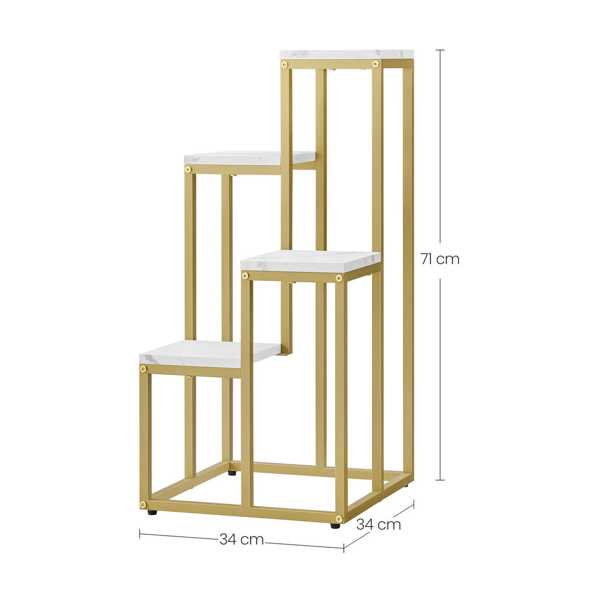 BLUMENSTÄNDER - Goldfarben/Creme, Metall (34/34/71cm) - Mat-Haus
