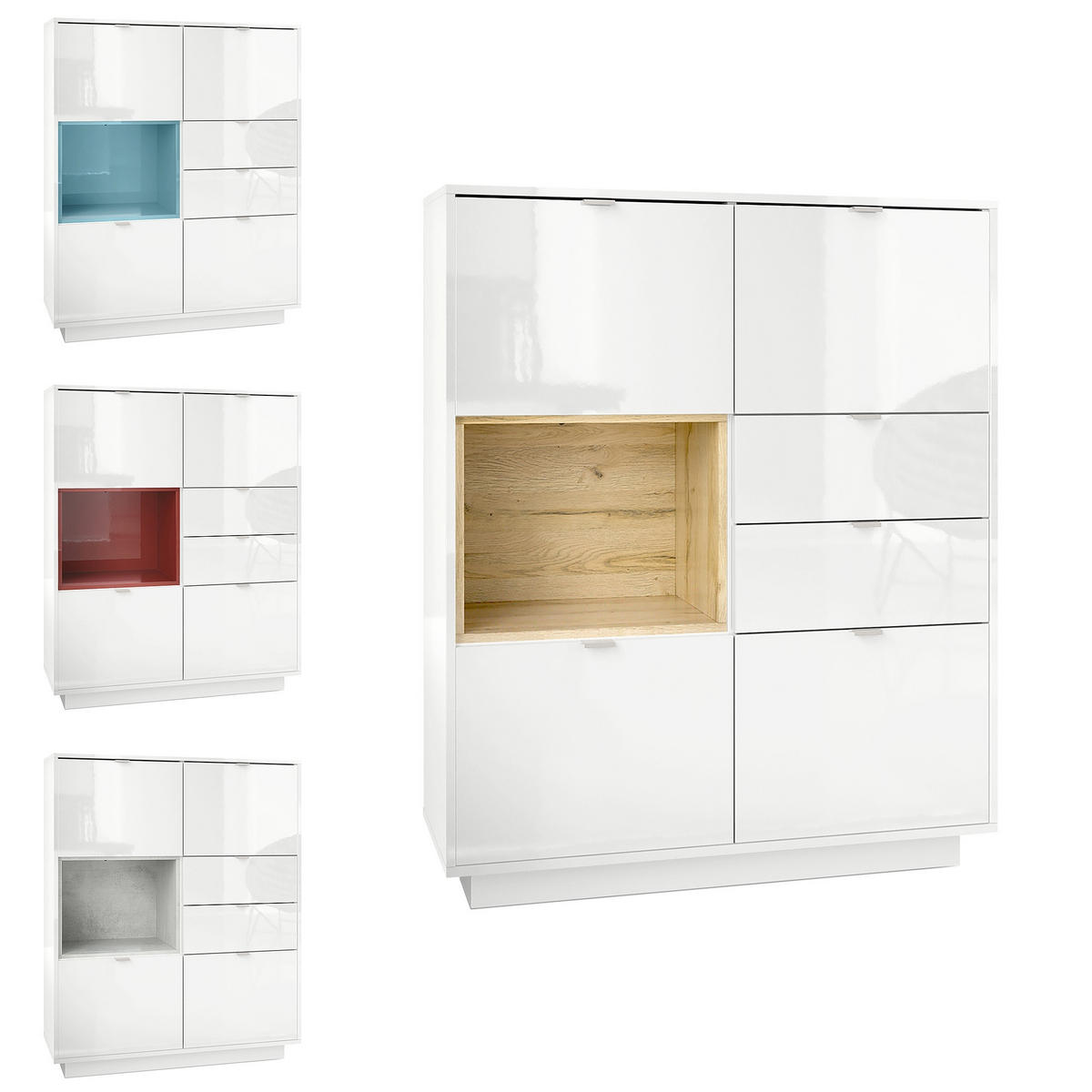 HIGHBOARD Metro Einsatz in Eiche Nordic - Silbereichenfarben, Holzwerkstoff (103/123/38cm) - Vladon