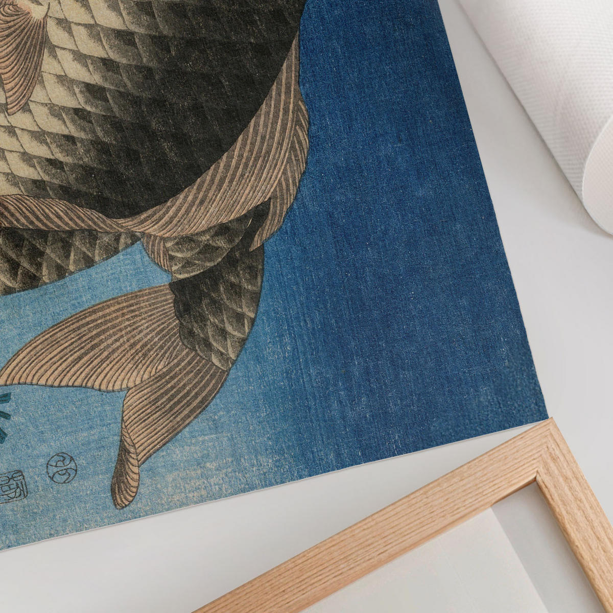 POSTER - 42x29 cm (A3) - Hokusai - Karpfen im Seetang - Blau, Textil (42/29.7/0.1cm) - TULUP