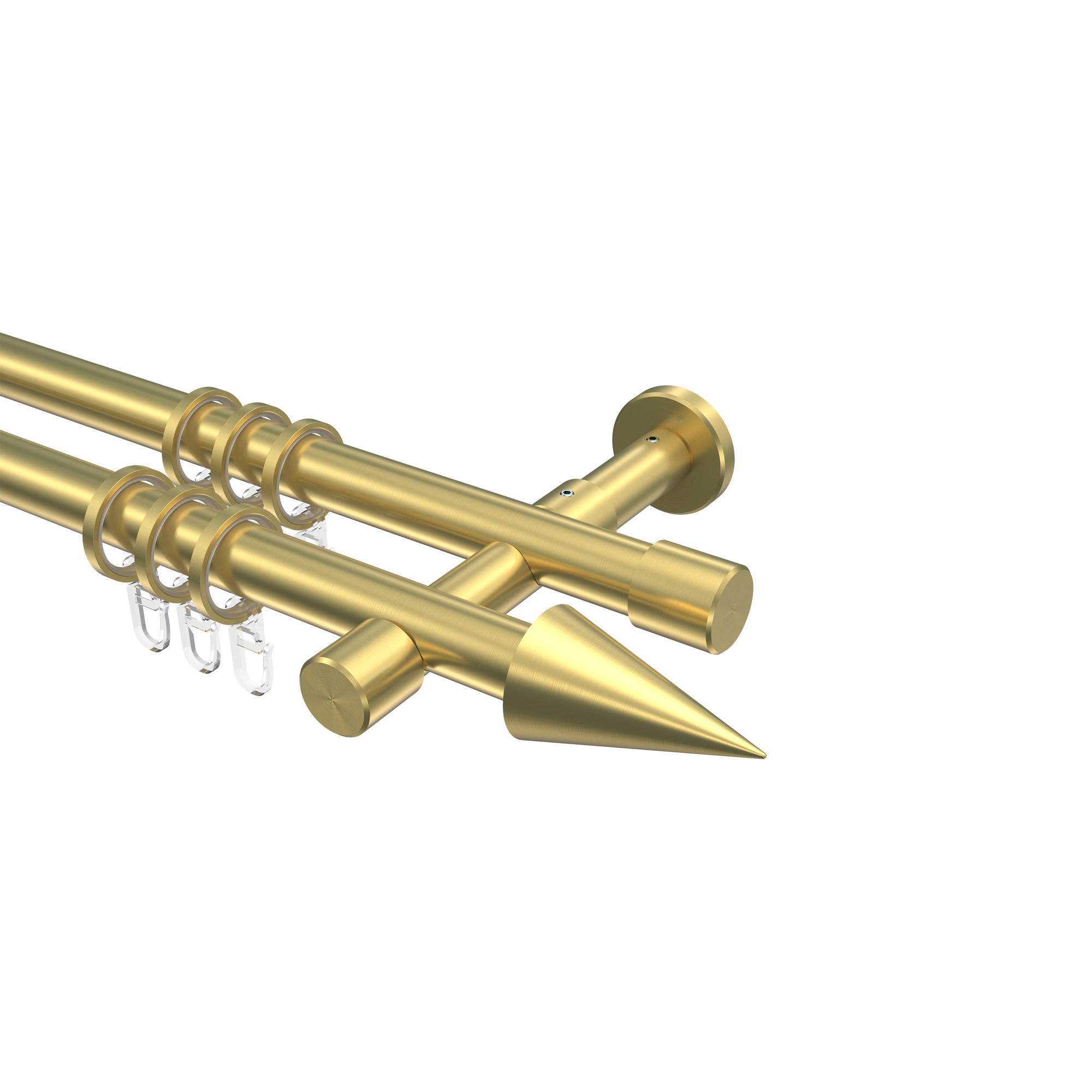 GARDINENSTANGE Prestige Savio 600 cm (geteilt in 3 x 200 cm), 2-läufig, 20 mm Ø Messing-Optik - Messingfarben, Metall (600cm) - INTERDECO