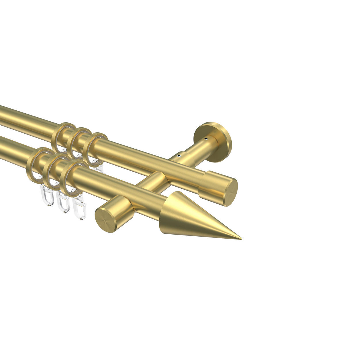 GARDINENSTANGEN-SET Prestige Savio 280 cm (geteilt in 2 x 140 cm), 2-läufig, 20 mm Ø Messing-Optik - Messingfarben, Metall (280cm) - INTERDECO