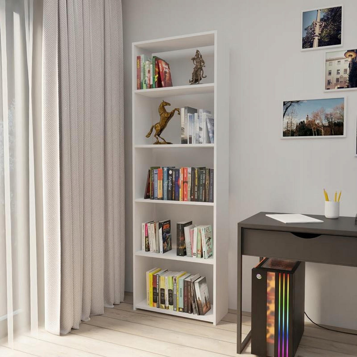 BÜCHERREGAL 60/24 EX3 Weiß 60/24/180 cm - Weiß, Holzwerkstoff (60/180/24cm) - Matkam Möbel