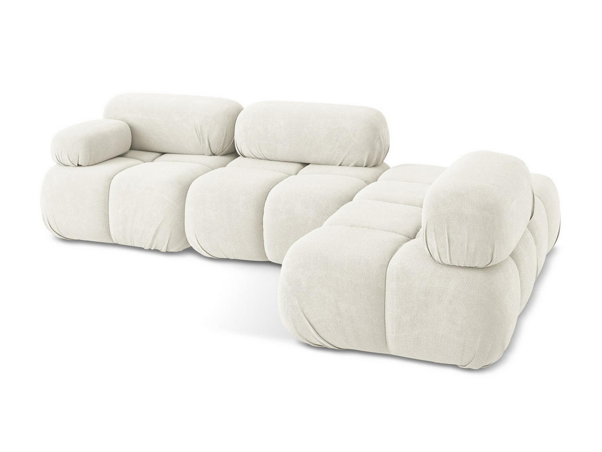 ECKSOFA Rechts Chenille Stoff Weiß - Pink/Schwarz, Kunststoff/Textil (285/190cm) - Makamii