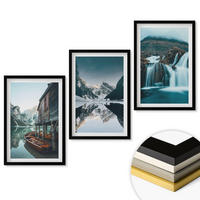 WANDBILDER 3er-Set - 40x60 cm Schwarzer Rahmen - Berglandschaften Wasserfall See - Schwarz, Kunststoff (40/60cm) - ArtPrintCave