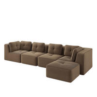 ECKSOFA 386/177/69 cm braun aus Cord mit modularem Design und rutschfestem Standfuß - Braun, Textil (177/386cm) - OKWISH