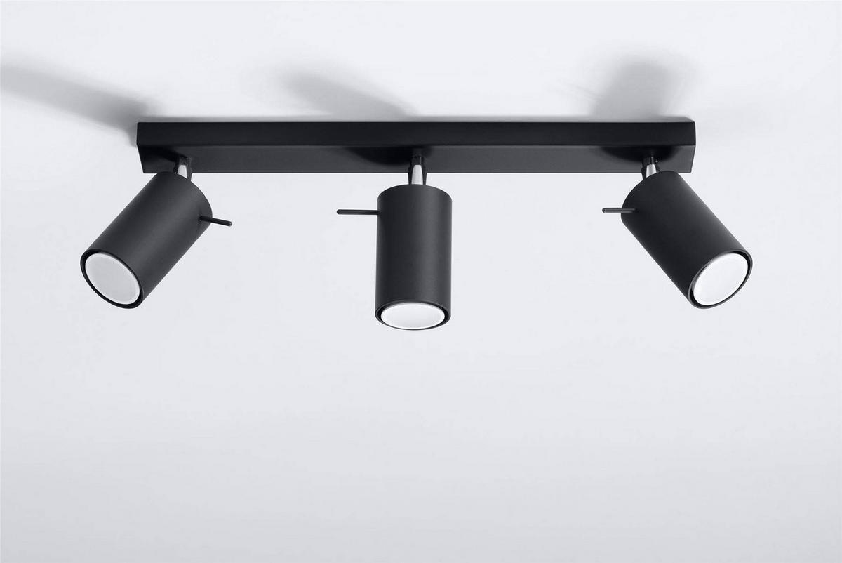 LED DECKENLEUCHTE Stahl Schwarz - Schwarz, Metall (45/8/15cm) - Sollux Lighting