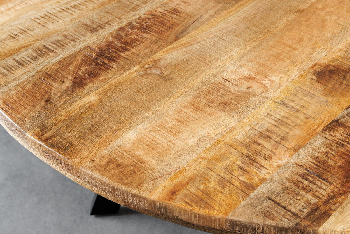 ESSTISCH IRON CRAFT Mango Natur 140 cm - Schwarz/Naturfarben, Holz/Metall (140/140/76cm) - riess-ambiente