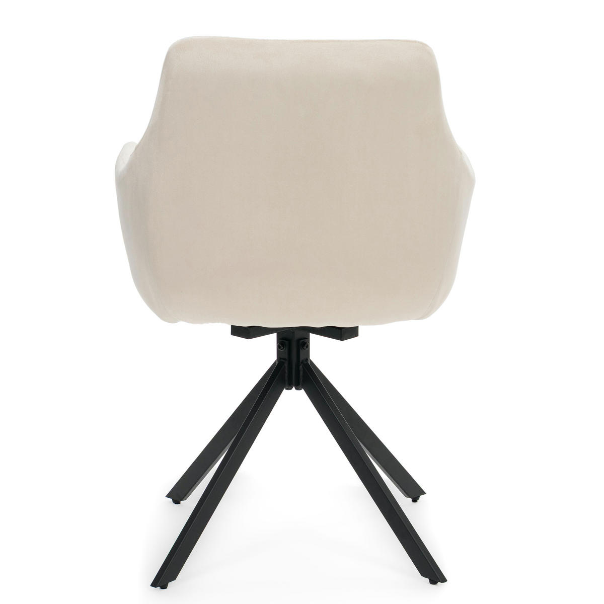 STUHL FANO X drehbar gepolsterter mit Steppung - beige - Velour - Ecru/Schwarz, Textil/Metall (58/83/59cm) - NEW HOME
