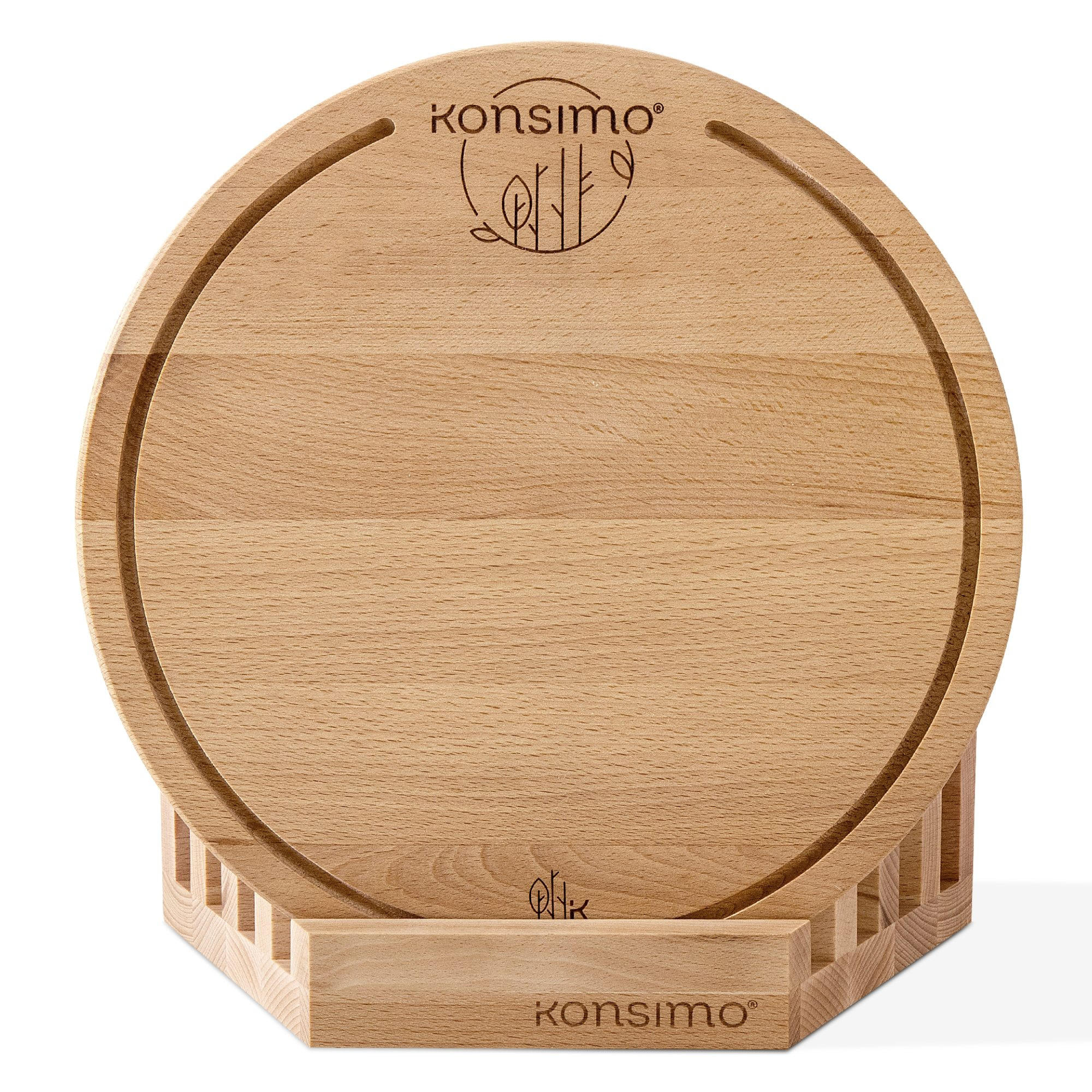 SCHNEIDEBRETT Set mit Halter Hemero 4tlg - Buchefarben, Holz (32/8cm) - KONSIMO®
