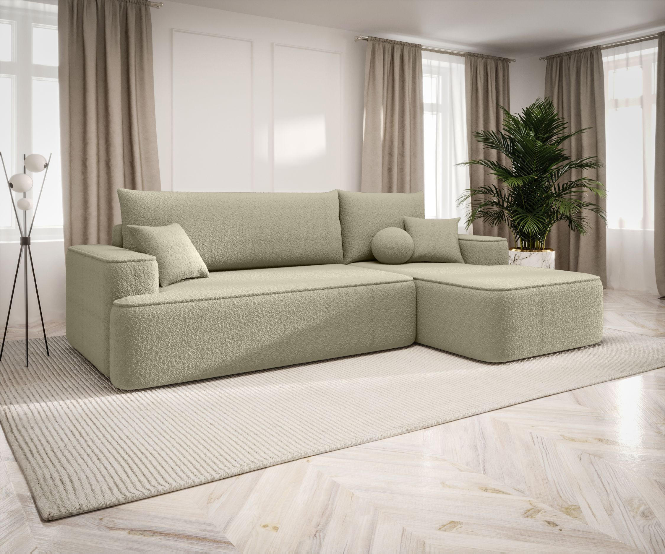 ECKSOFA mit Schlaffunktion FIGO Quelle 06 Rechts - Beige, Textil (250/150cm) - Bedante