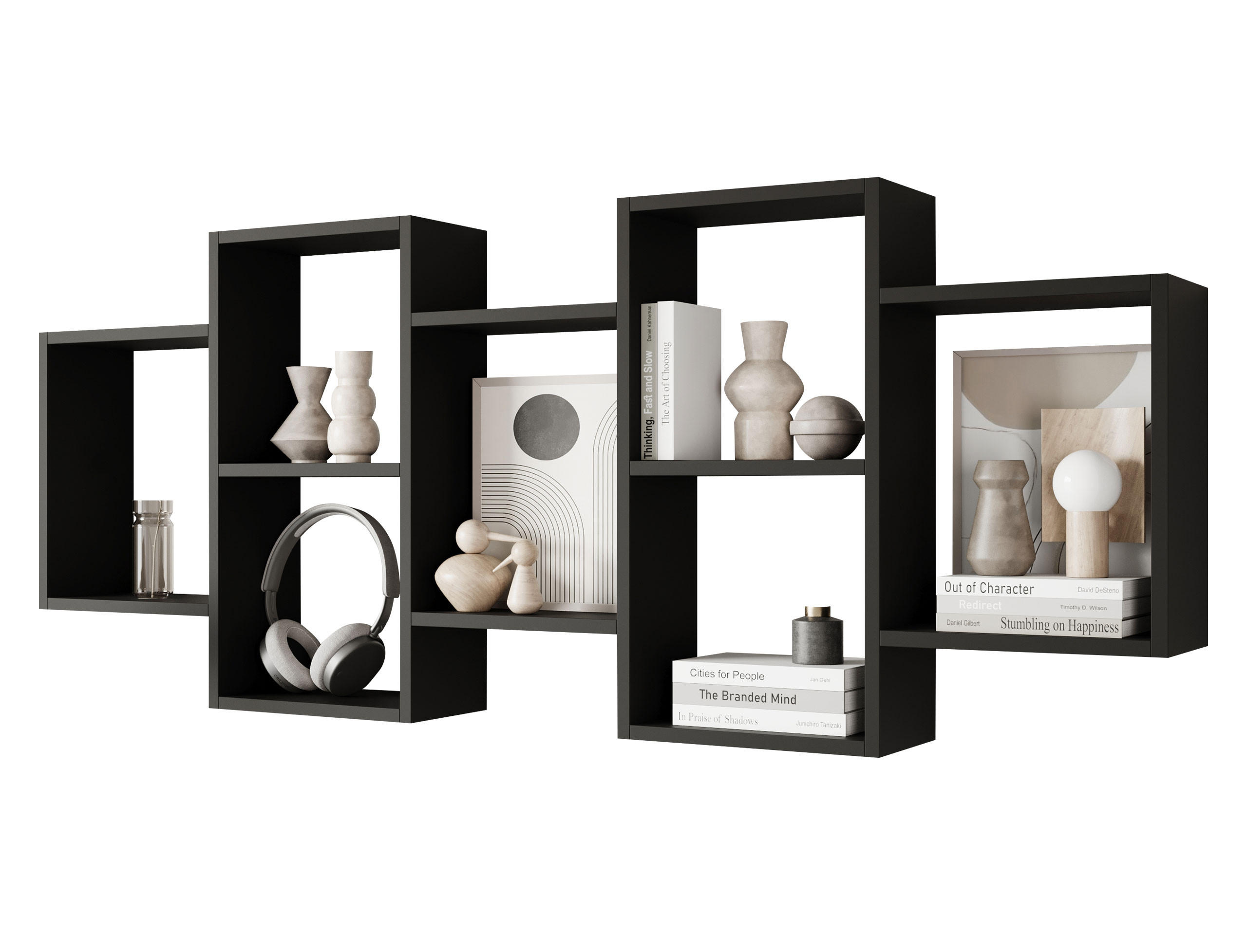 WANDREGAL Trio 001 - Schwarz, Holzwerkstoff (161/65/18cm) - MIRJAN24