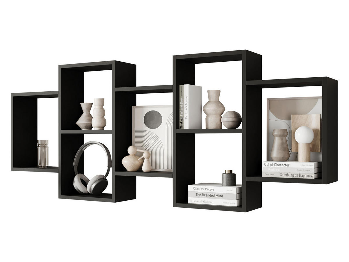 WANDREGAL Trio 001 - Schwarz, Holzwerkstoff (161/65/18cm) - MIRJAN24