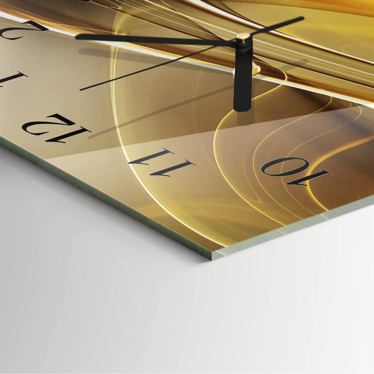 WANDUHR 30x30 cm - Abstrakte Linien - Goldfarben, Glas (30/30/0.4cm) - TULUP