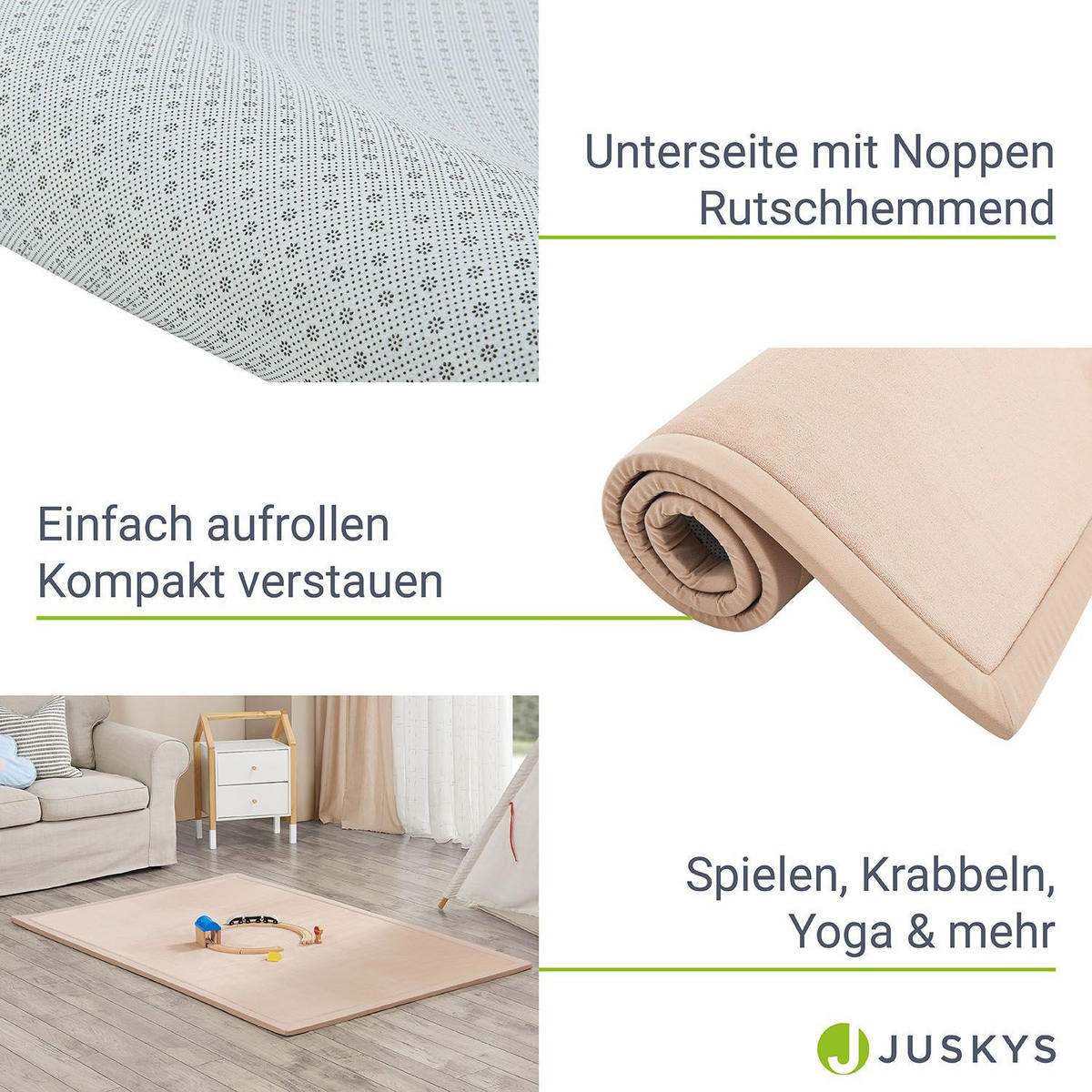 SPIELMATTE Maila beige 180 x 120 cm - Beige, Textil (120/2/180cm) - Juskys