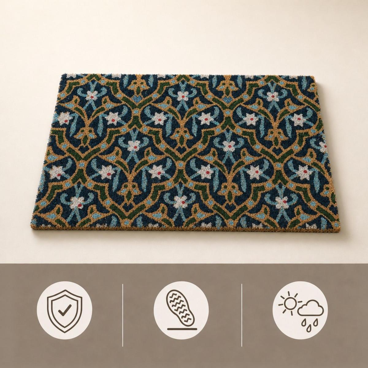 FUSSMATTE Bunt Kokos rutschfest 60x40 cm - Multicolor, Kunststoff/Textil (60/40cm) - Relaxdays