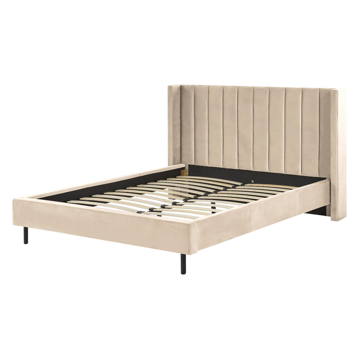 BETT mit Lattenrost 160x200 cm Beige Villette - Beige, Textil (160/200cm) - Beliani