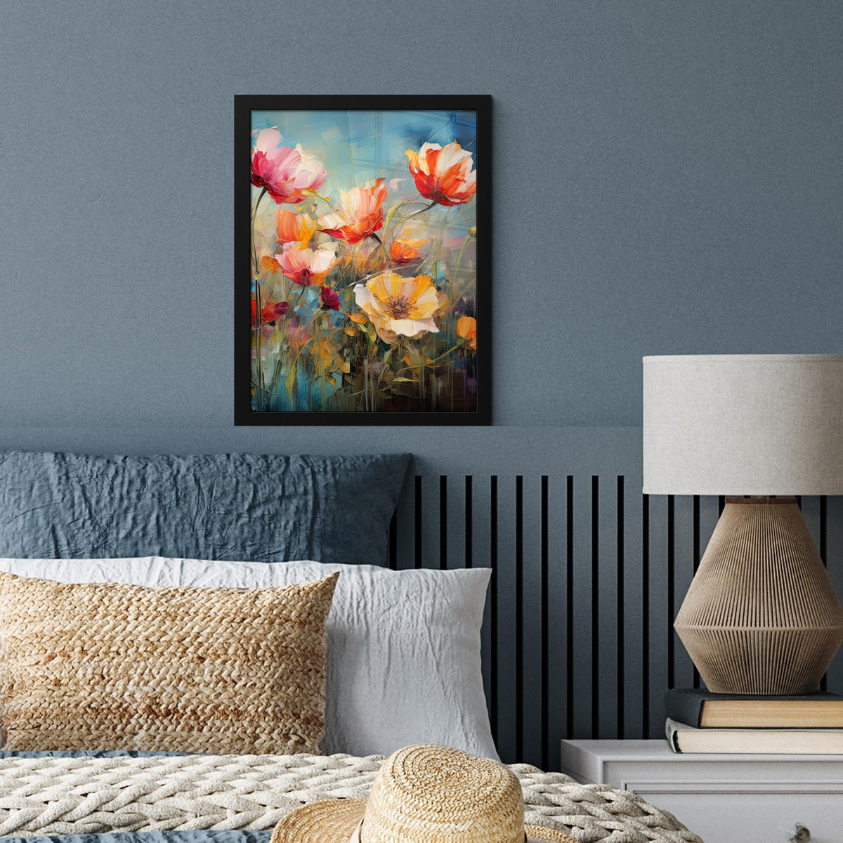 GERAHMTES BILD Blumen - Aquarell - Kunst - Botanisch - Natur 30x40 cm - Orange, Papier (30/40cm) - MuchoWow