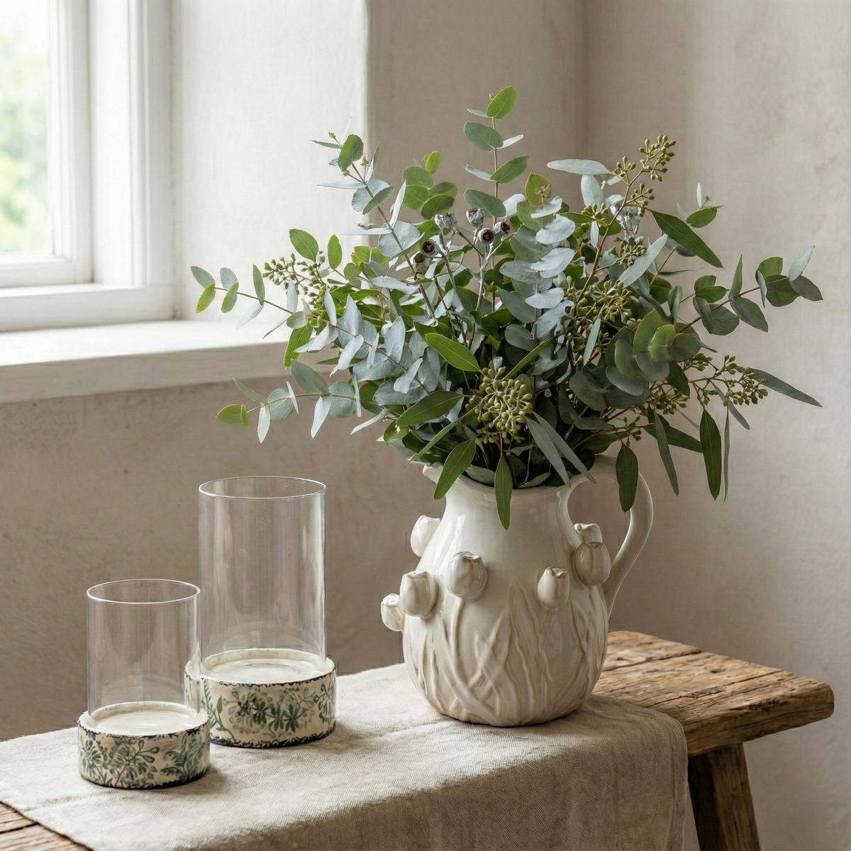 VASE EVAM 19/19/20,5cm Creme Keramik - Beige, Keramik (20.5cm) - Mondex