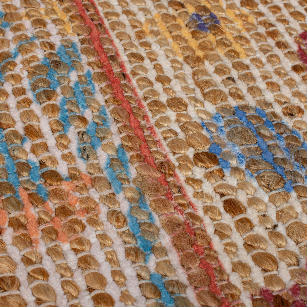 TEPPICH Jute Boho Patchwork, Wohnzimmer Natur-Blau Rechteckig 160x230 - Beige, Textil (160/230cm) - KADIMA DESIGN