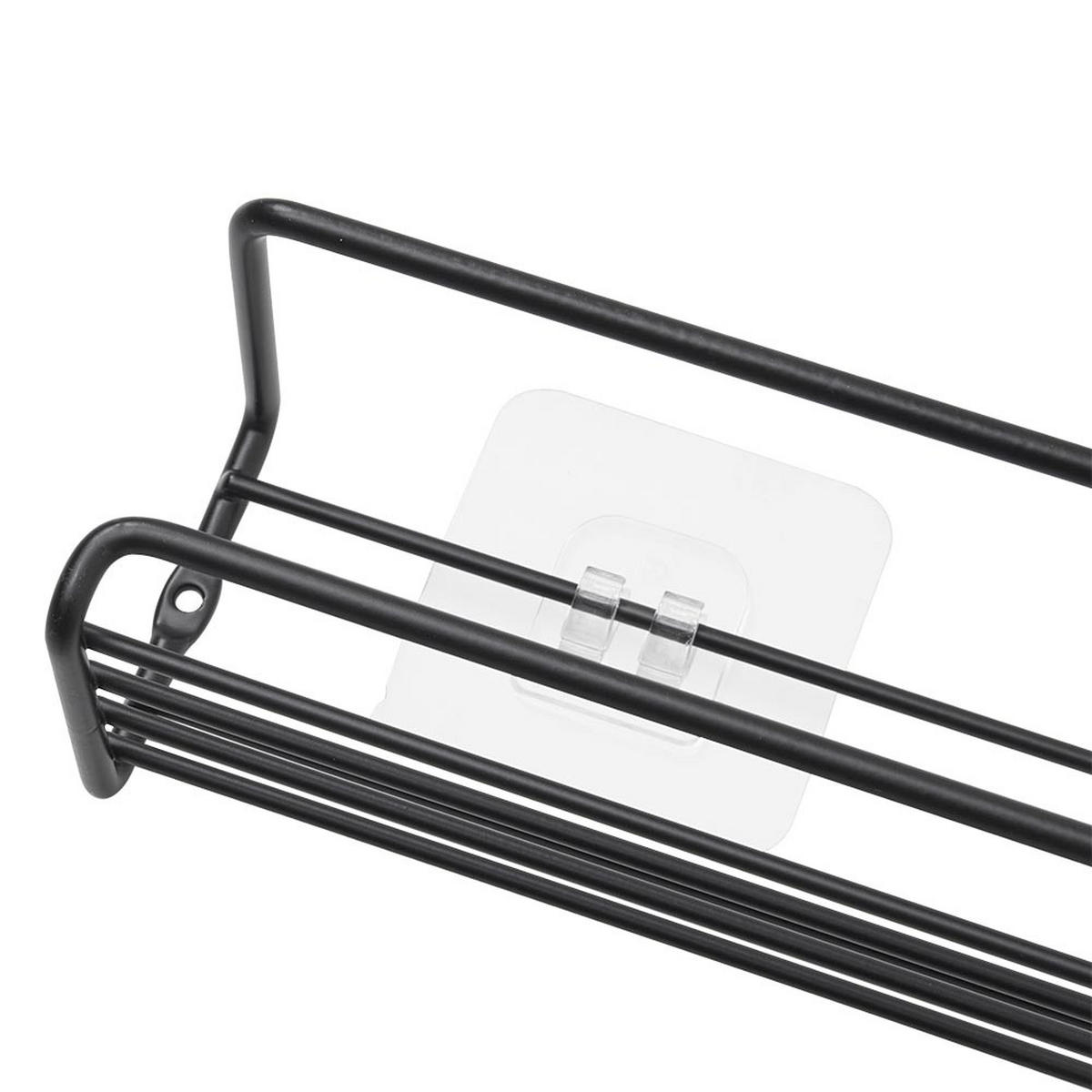 GEWÜRZREGAL 4er-Set Wandregal Wandmontage Klebehaken Metall Schwarz - Schwarz, Metall (29/6.5/6.5cm) - Livingandhome