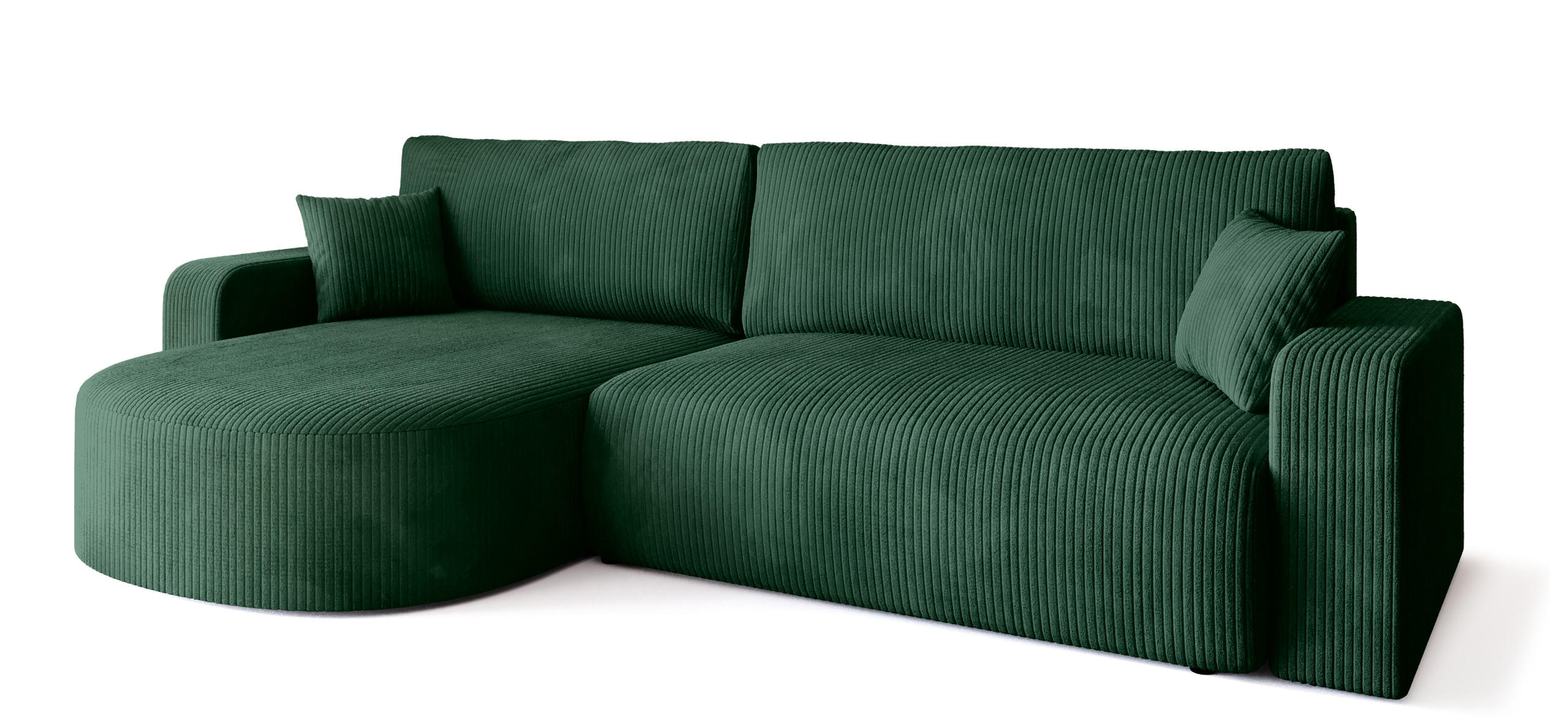ECKSOFA Bisk mit Schlaffunktion Flaschengrün Cordstoff - Dunkelgrün, Textil (275/170cm) - Bromarkt