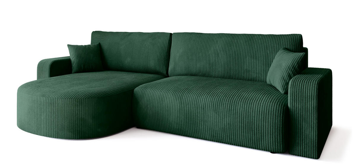 ECKSOFA Bisk mit Schlaffunktion Flaschengrün Cordstoff - Dunkelgrün, Textil (275/170cm) - Bromarkt