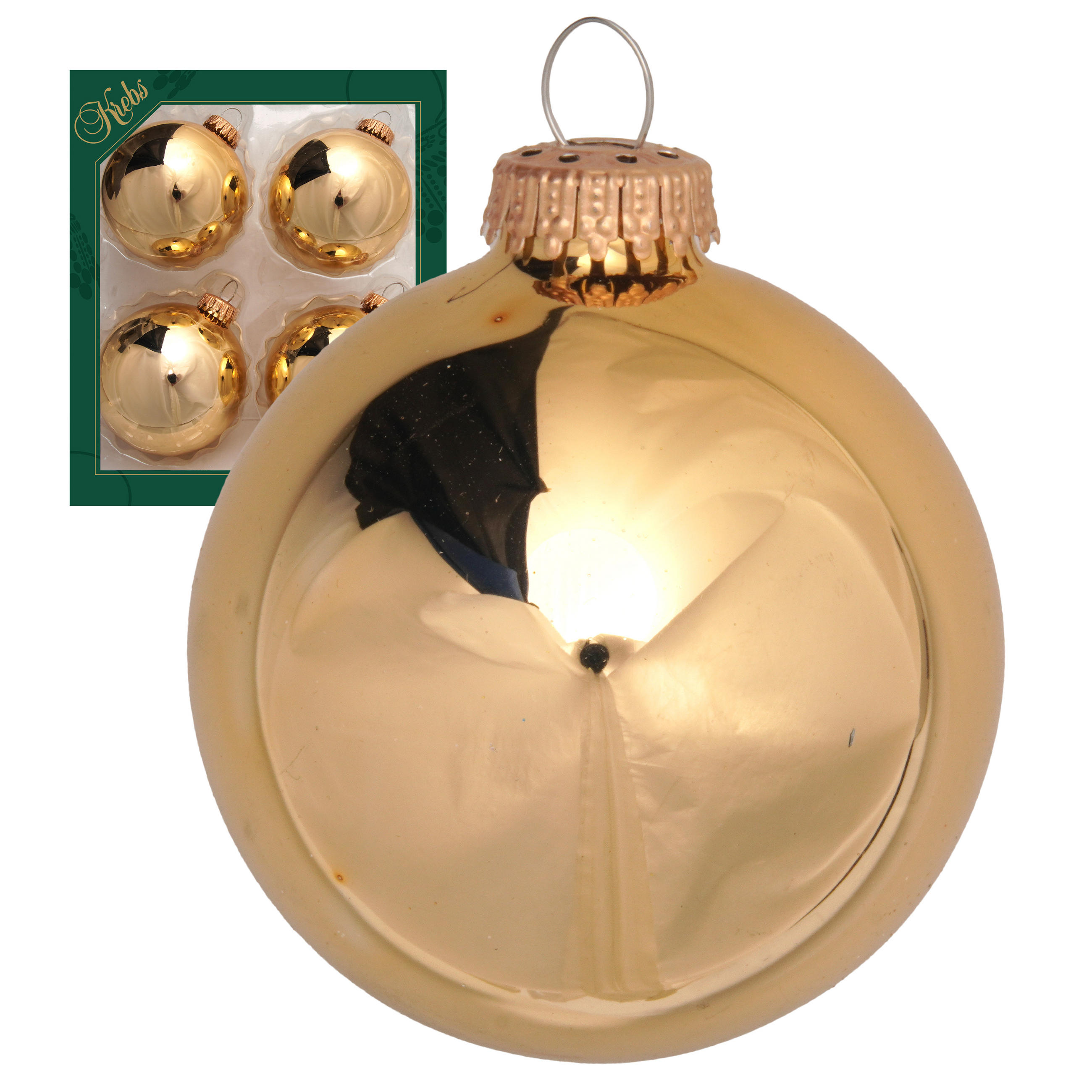 CHRISTBAUMKUGELN Uni-Design Vivienne Goldfarbig 8cm (Glas / 4 Stk.) - Goldfarben, Glas (8/8/8cm) - Krebs Glas Lauscha