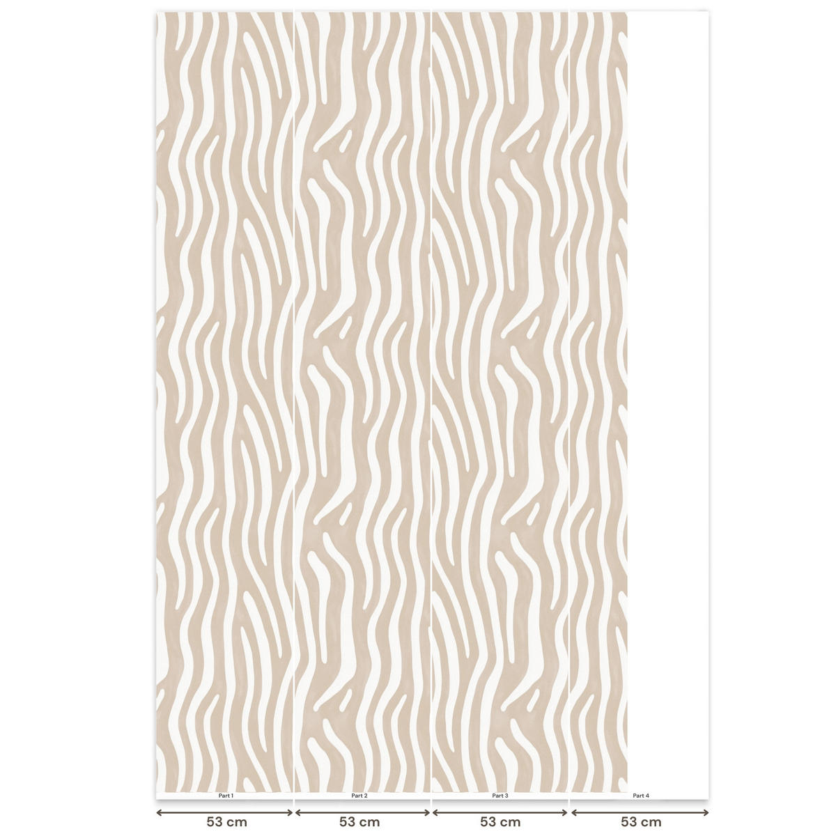 TAPETE - Abstrakt - Zebra - Beige - 180x300 cm - Beige, Papier (180/300cm) - OnlyWow