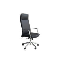 BÜROSTUHL GIO Schwarz Kunstleder Drehbar (360°) - Silberfarben/Schwarz, Textil/Metall (140/200cm) - KAWOLA
